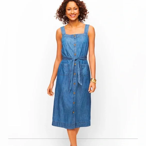 Talbots | Dresses | Talbots Dresses Womens Striated Denim Fit Flare Dress  Laguna Wash Size 2 | Poshmark